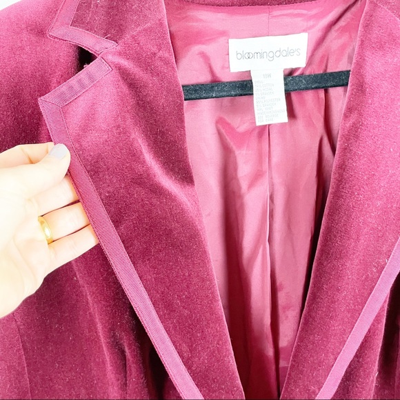 Dark academia/light Academia, Burgundy Velvet, Long lined blazer, plus size 18 - Picture 4 of 13
